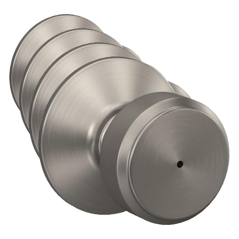 Image of SCHLAGE F40 BWE 619 Bowery Door Knob, Bed & Bath Privacy Lock, Satin Nickel (Pack of 4)
