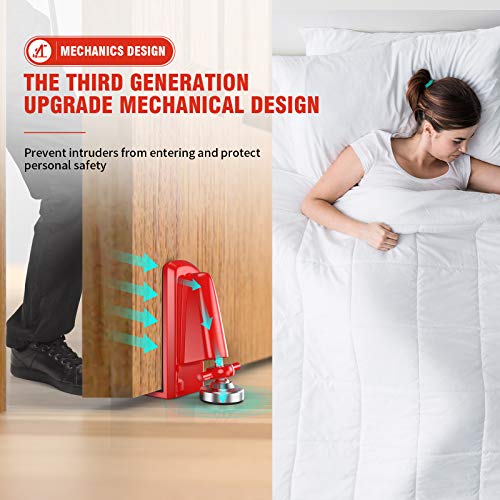 Door Jammer Door Stopper, Portable Door Security Lock for Travel/Apartment/Safety Self Defense/Personal Protection, Aluminum Alloy Anti-Slip Door Lockdown Security Device (Red) - Image 4