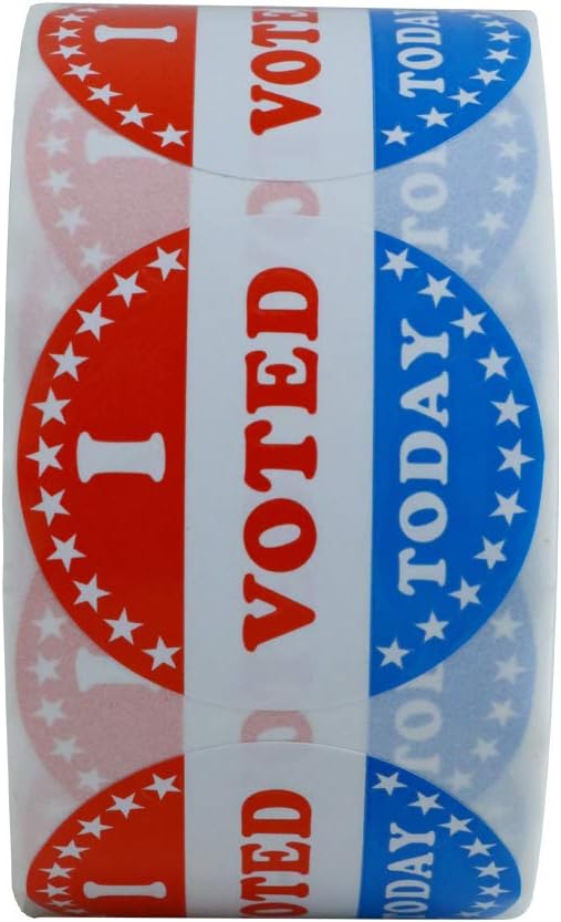 Hybsk I Voted Today with Red, White, and Blue Circle Stickers 1.5 Inch Round 500 Labels Per Roll (I Voted Today) : Office Products
