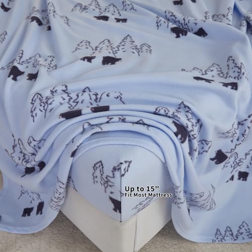 Image of Viviland Plush Microfleece Full Bed Sheet Set, Bear