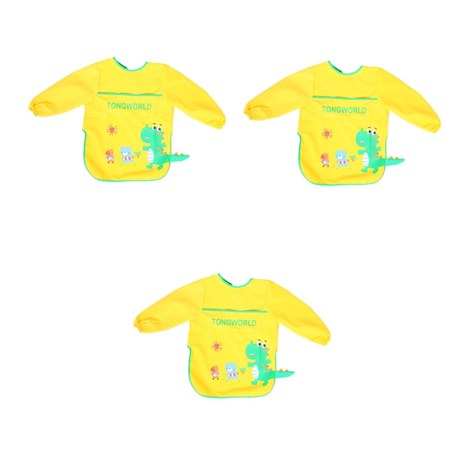 ibasenice 3 Pz Grembiule Per Bambini Grembiule Da Pittura Da Pasto Per Bambini Camice Di Vernice Per Bavaglini Che Sbavano Bavaglino Usura Inversa Poliestere Bambino
