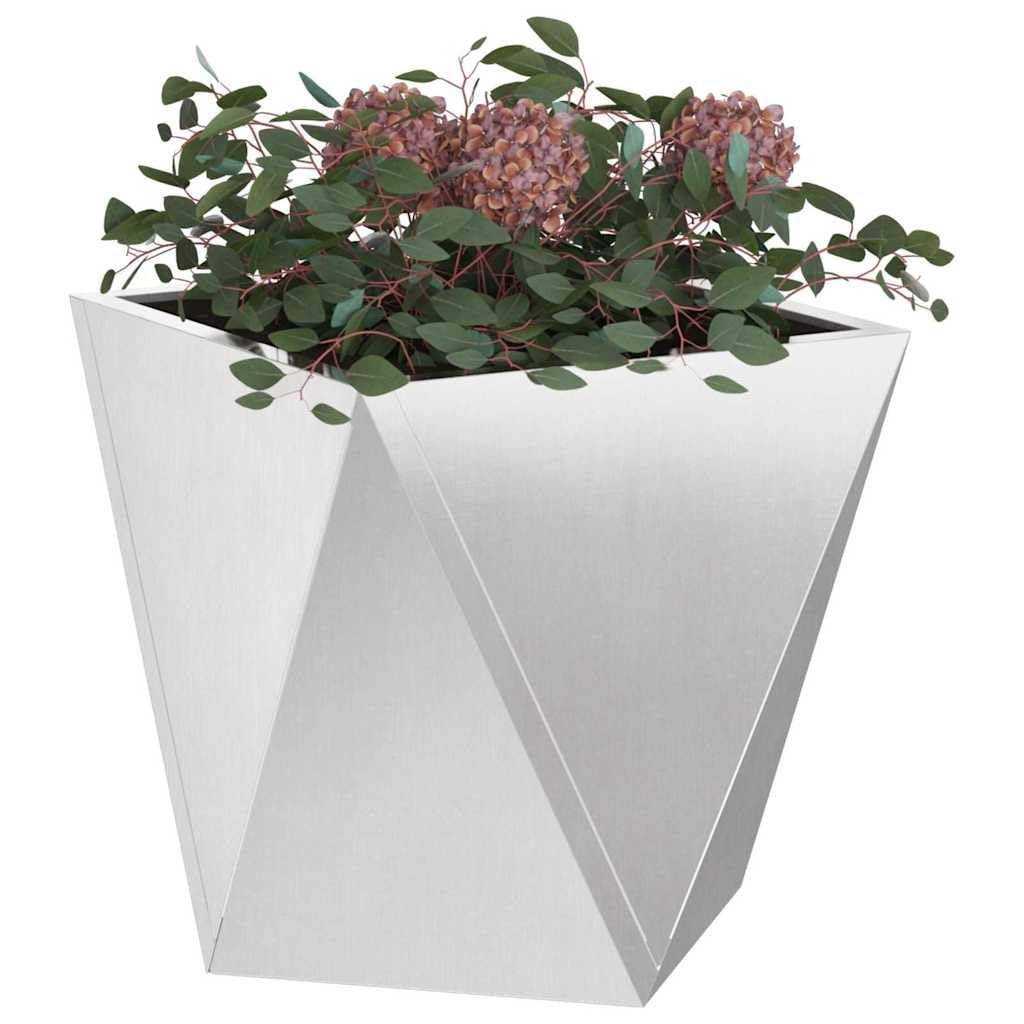 Donica 2 sztuki Srebrny 30 x x 30 cm Stal nierdzewna kwadratowa donica ogrodowa do użytku zewnętrznego odporna na warunki atmosferyczne nowoczesny design na taras balkon patio podest