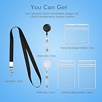 Vista 2 de Mcyye 3 Pack Id Card Name Badge Holders Retractable Clip, Premium Badge Reel with 24 inches Pull Cord, Vertical & Horizontal Clear Id Card Protector