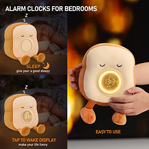 Qanyi Kids Night Light Plushies, Funny Food Toast Bread Plush Cute Stuffed Alarm Clocks For Bedrooms, Cool Bedside Lamp Gifts For Women Kids 6 7 8 9 10 11 Year Old Girls #TOP3