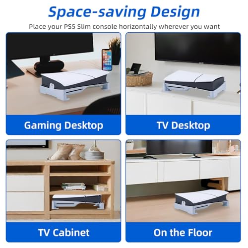 Image of Mcbazel Horizontal Stand forPS5 Slim PS5 Pro, Durable Base for PS5 Slim /Pro, Space-Saving Design with Secure & Sleek Appearance