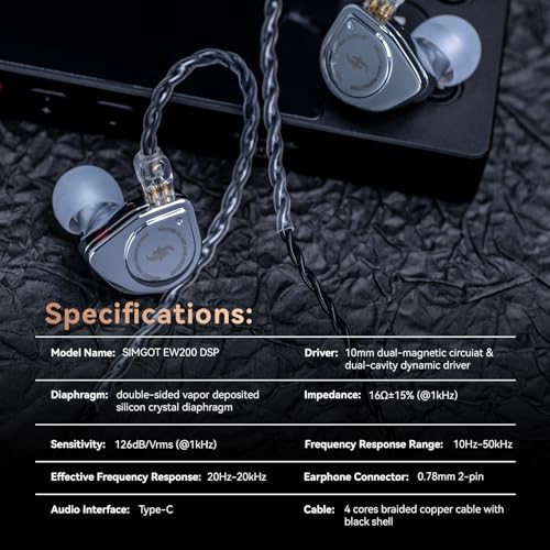 Image of Linsoul SIMGOT EW200 10mm SCP Diaphragm Dynamic Driver IEM in-Ear Earphones