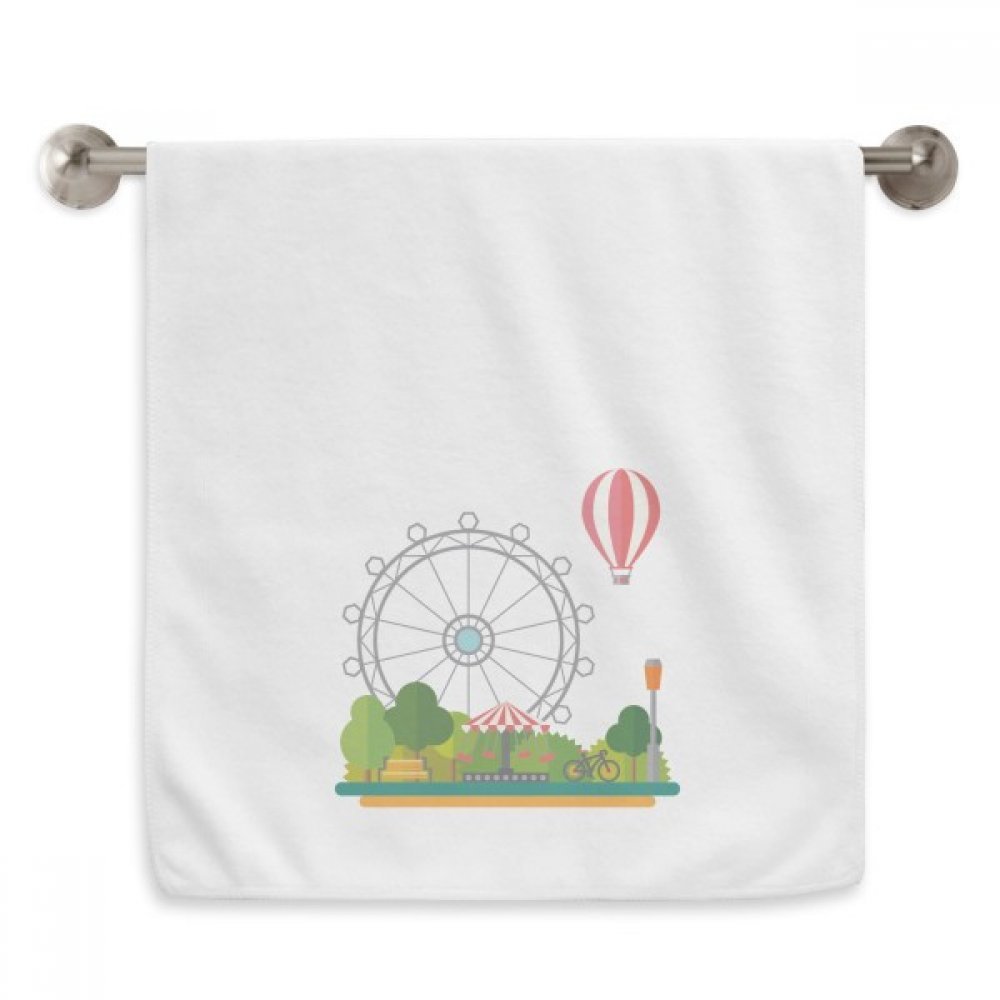 Serviette moelleuse Grande Roue Ballon blanc 13x29 pouces d'attractions