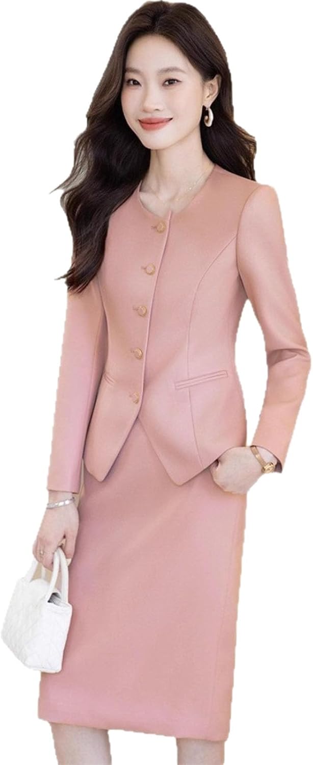 Seven Tenth Sleeve Blazer with Dress Set Women's Office Two Piece Suit