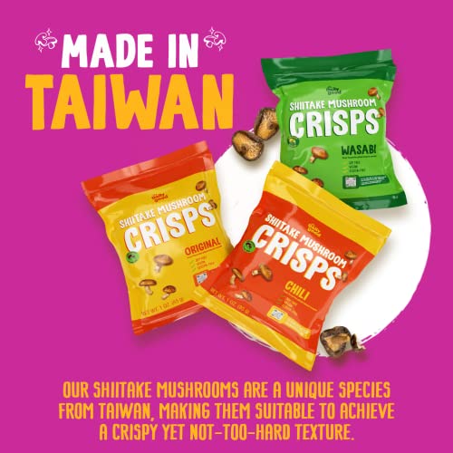 The Daily Good Shiitake Mushroom Crisps - 3-Pack Mushroom Chips, Yummy Dried Shiitake Mushrooms, Gluten-Free Mushroom Snack, Original, Wasabi, And Mexican Chili Flavors, Vegan Food, 0.2 Lbs #TOP4