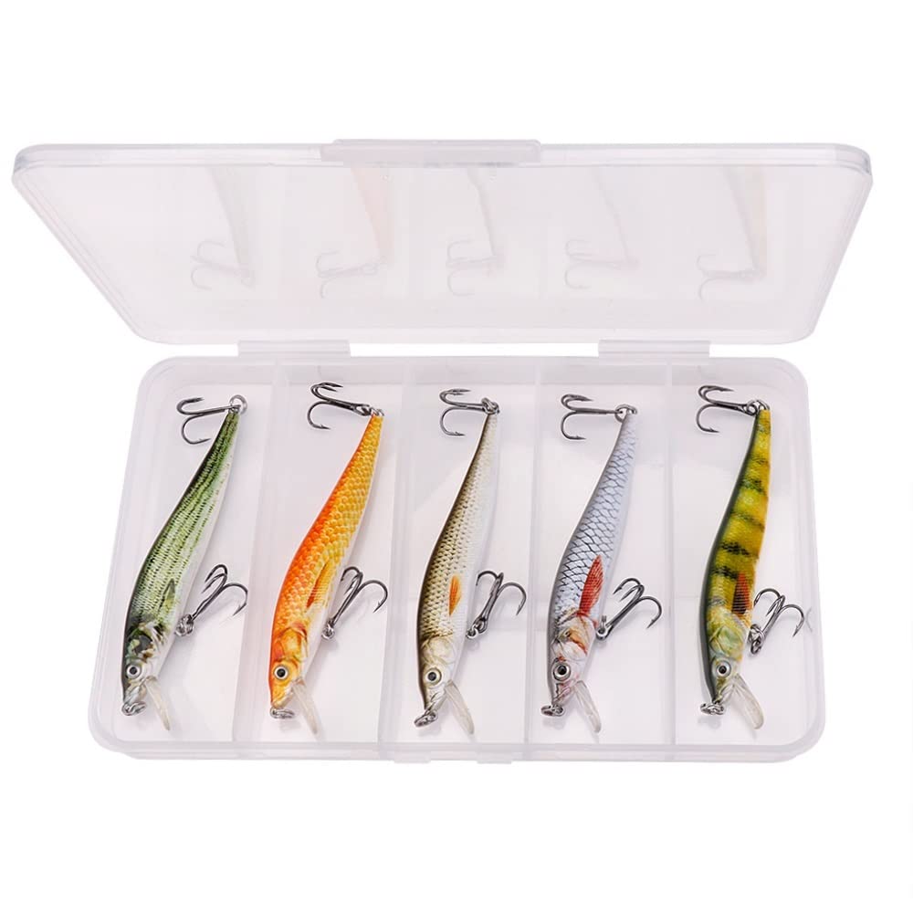 5pcs/Box 85mm 6 g Minnow Fischereiköder schwimmende Wobbler for künstliche Köder Kit Crankbait Minnow Lure Set (Color : 85mm 6.5g Set A)