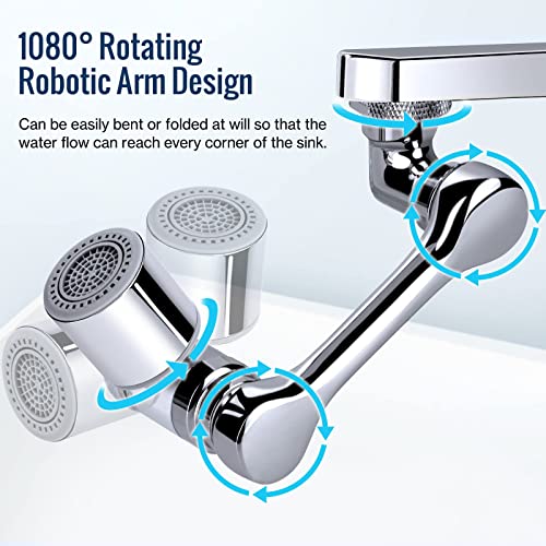 1080° Wasserhahn Verlängerung, Drehbarer Wasserhahn Aufsatz, Schwenkbarer Wasserhahn, aufsatz für Wasserhahn, Drehbarer Multifunktionaler Verlängerungshahn (2 Modi)