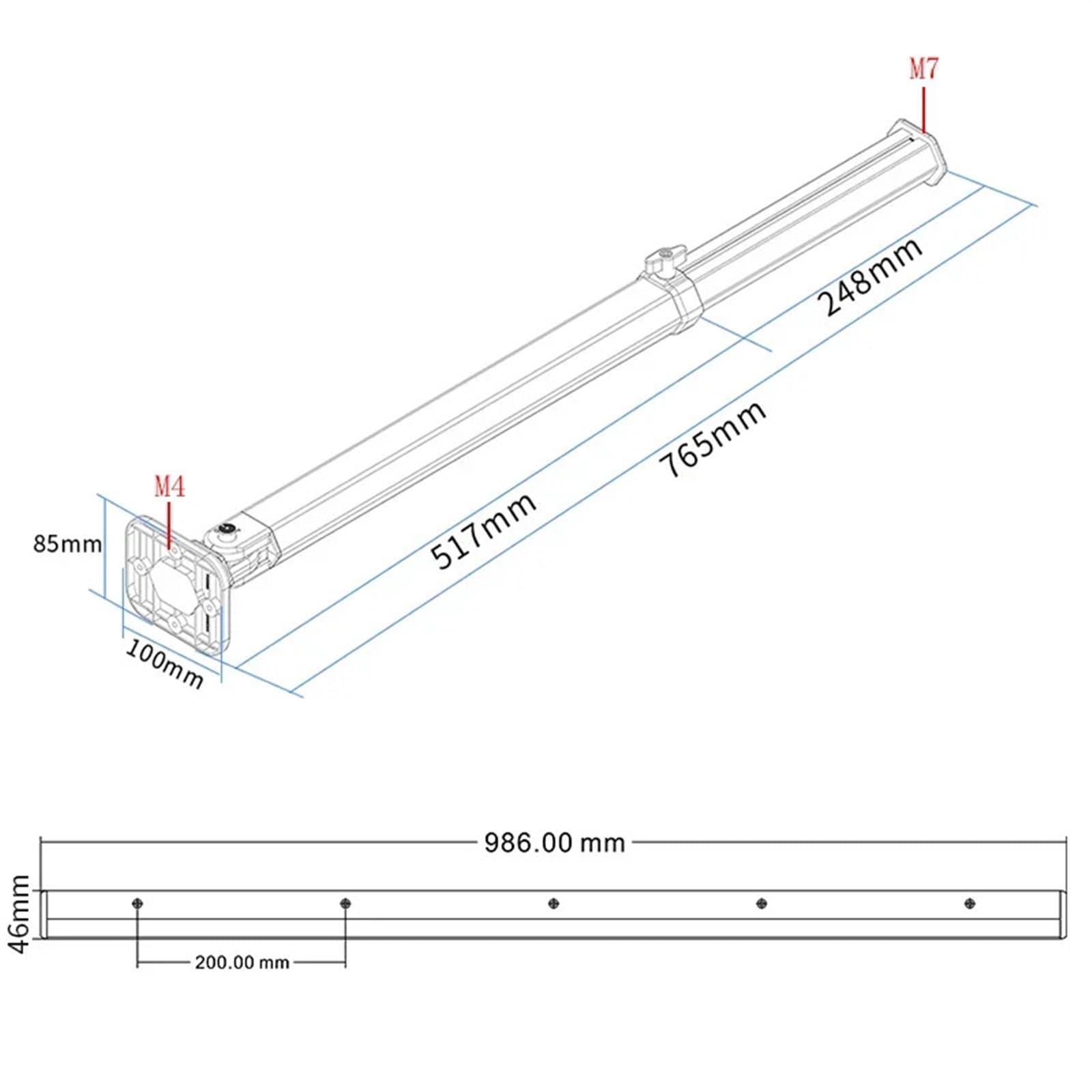 Tischbeine RV Mit Desktop Bord Abnehmbare Einstellbare Klapp Tisch Bein RV Außen Aluminium Legierung Tisch Bein Camper RV Zubehör(Black 50cm 1sticks)