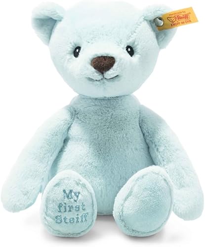 Steiff Soft Cuddly Friends My First Teddy Bear de 10 pulgadas, animal de peluche premium, azul claro