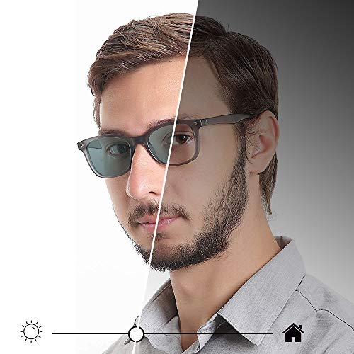 Image of YEIN Blue Light Blocking Glasses, Photochromic Gray Sunglasses, Anti Eyestrain, Computer Reading Glasses, for Women /Men