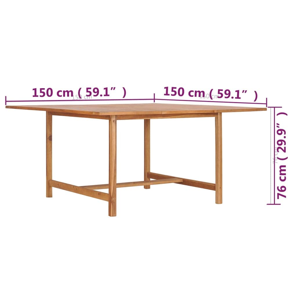 Tavolo da giardino 150 x 150 x 76 cm in legno massello di teak tavoli da esterno
