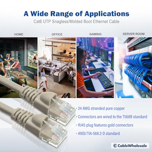 Cable de red Ethernet Cat6 CableWholesale 35 pies gris miniatura 6