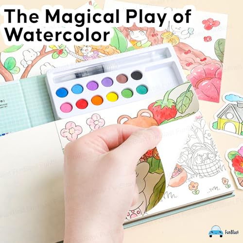 Image of FunBlast Watercolor Painting Book Set - DIY Graffiti Coloring Note-Book with Watercolor