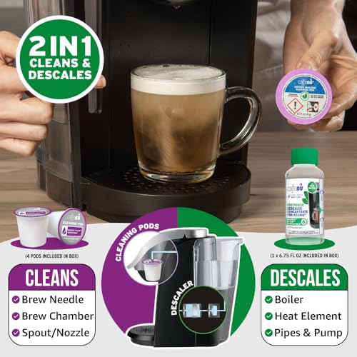 Image of Caffenu Keurig Descaling Solution and Cleaning Pods, 4-Use Combo Bundle (Pack of 2)
