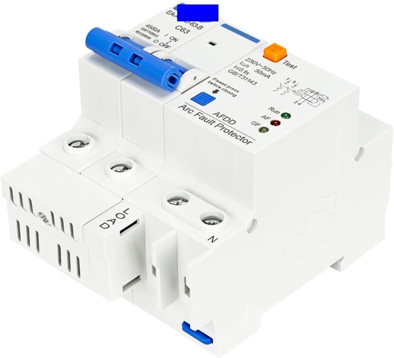 AFDD Fault Arc Protector Residual Current Circuit Breaker Main Switch with Surge Protector RCBO MCB Lightning Protection SPDP(2P,20A)