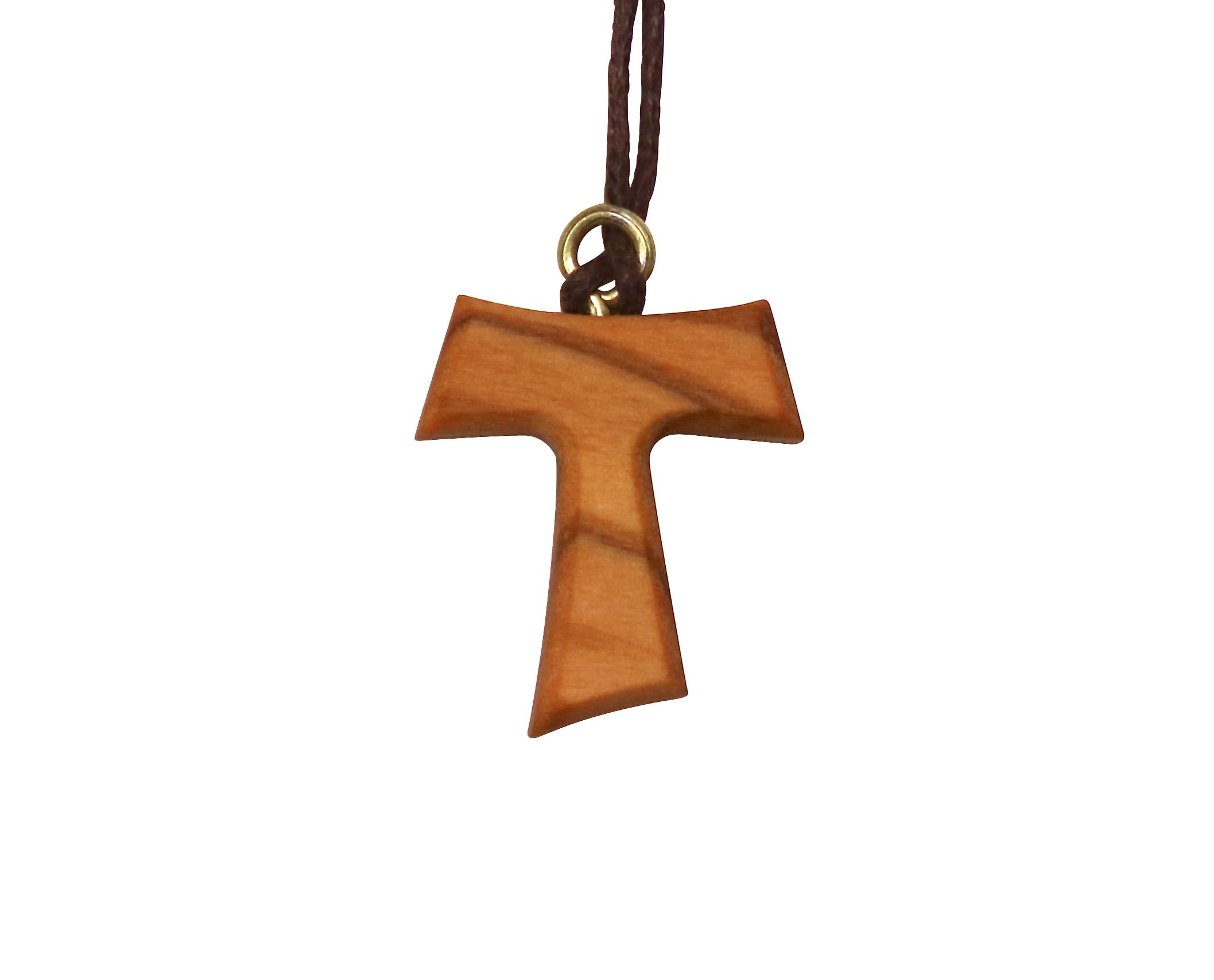 Handcrafted Olive Wood Franciscan Tau Cross Necklace – A Spiritual Pendant from the Holy Land - Christian Jewelry, 2.5x1.5 cm