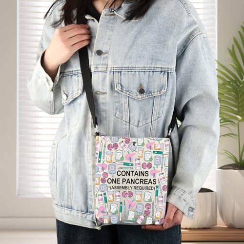 KEYCHIN Diabetes Warrior Crossbody Bag Diabetes Supply Bag Contains One Pancreas Gifts Diabetes Awareness Shoulder Bag3