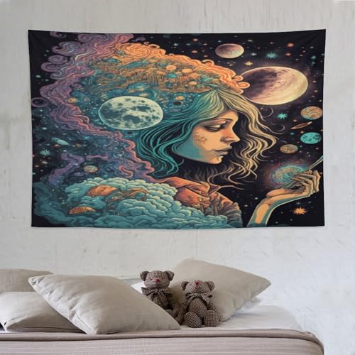 Tapisserie murale cosmique PAZZK 150x230cm pour cacher un mur vide et décorer un dortoir