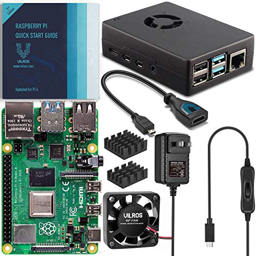 Vilros Raspberry Pi 4 8GB Basic Starter Kit with Fan Cooled Heavy Duty Aluminum Alloy Case (Black Case)