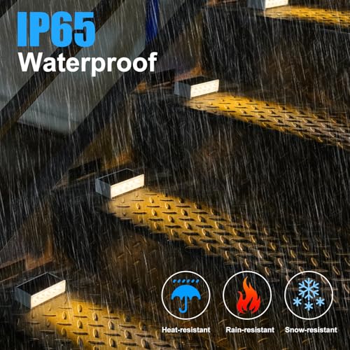 T-SUN Solar Step Light 3000K Solar Stair Lights Outdoor Waterproof LED Step Lights for Outside Stair Deck Pathway Patio Porch Warm White 6 Pack by T-SUN - Image 5