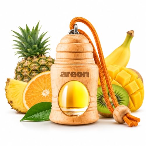 Image of AREON Fresco Premium Hanging Car Air Freshener, Tutti Frutti, Pack of 1 | Premium Wooden Hanging Car Air Freshener with an Elegant, Compact Design. Suitable for Use in Cars, SUVs, Vans, and Trucks.