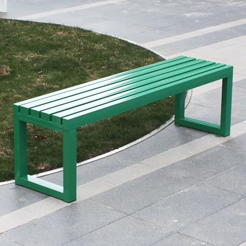 Banco de Patio de Metal para 2 Personas, Resistente a la Intemperie, sin Respaldo, para jardín, Banco Verde de 101 cm para Porche, Parque y Patio – Muebles de Exterior s
