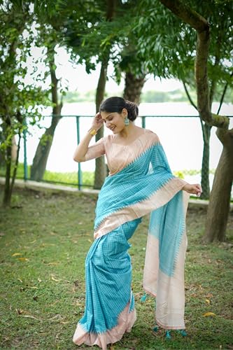 Image of SATIKA VASTRAM Tussar Silk Saree Solid Design Pure Soft Thread Weaving Contrast Border And Rich Pallu With Blouse Piece