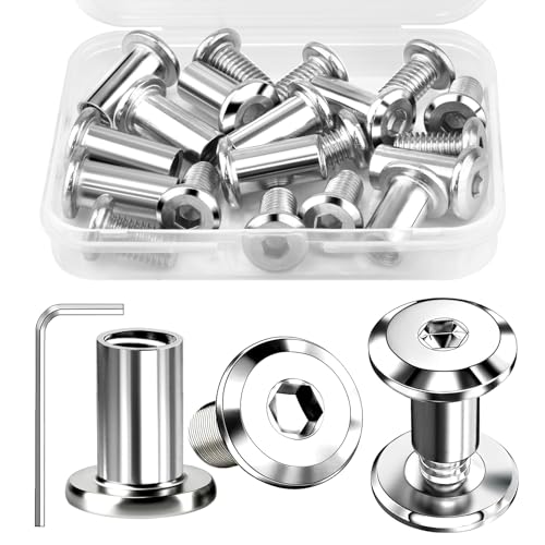 10 Stück Verbindungsschrauben Hülsenmutter M8x20mm Schrankverbinder Hülsenschrauben Möbelverbinder Schrankverbinder Edelstahl (10 x Möbelschrauben M8 10 x Hülsenmutter M8) Möbelverbinder Mit