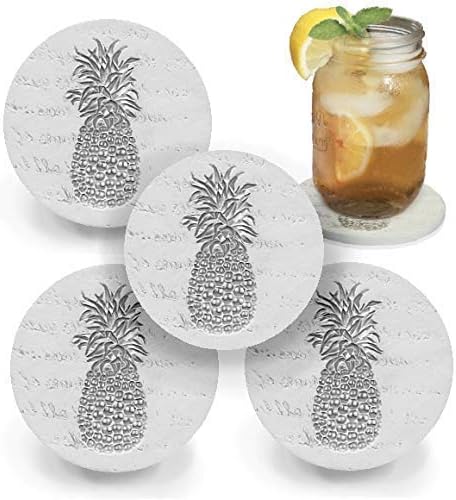 Pineapple Absorbent Coasters - Tropical Coasters for Drinks - Set of 4