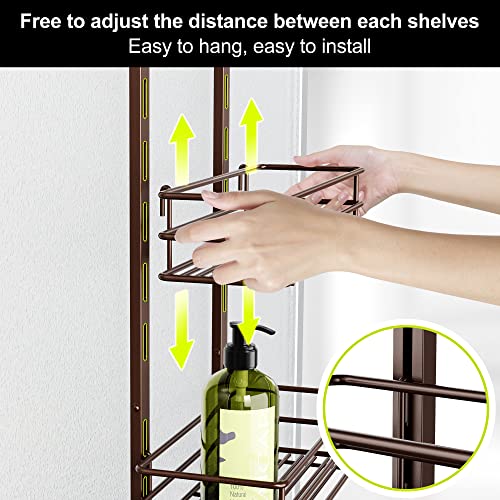 Orimade Over The Door Shower Caddy Adjustable 5 Tier Bronze,Bathroom Hanging Organizer Shelf Rustproof With 4 Hooks,Shower Basket With Soap Holder And Suction Cup (Us Patent Registered) #TOP2