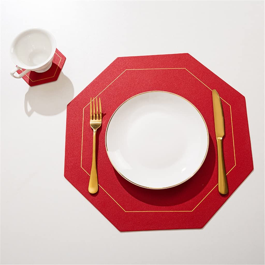 IANSHFKN 6 Pcs Leather Placemat Insulation Pad Western Placemats Coaster Pads Table Mats Tableware Kitchen Accessorie