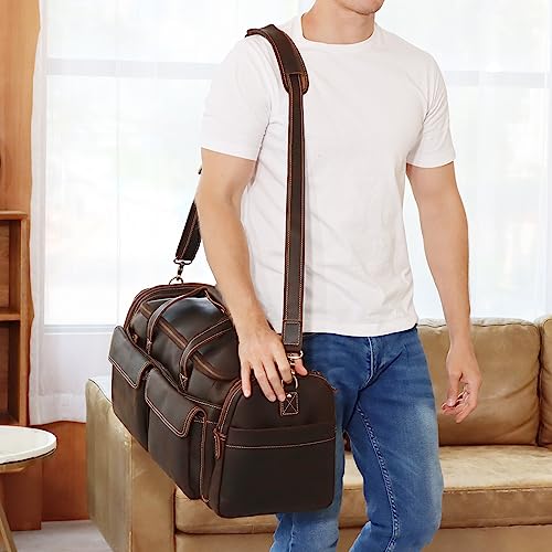 Polare 23" Duffel Retro Thick Full Grain Cowhide Leather Gym Weekender Overnight Luggage Bag 42L3