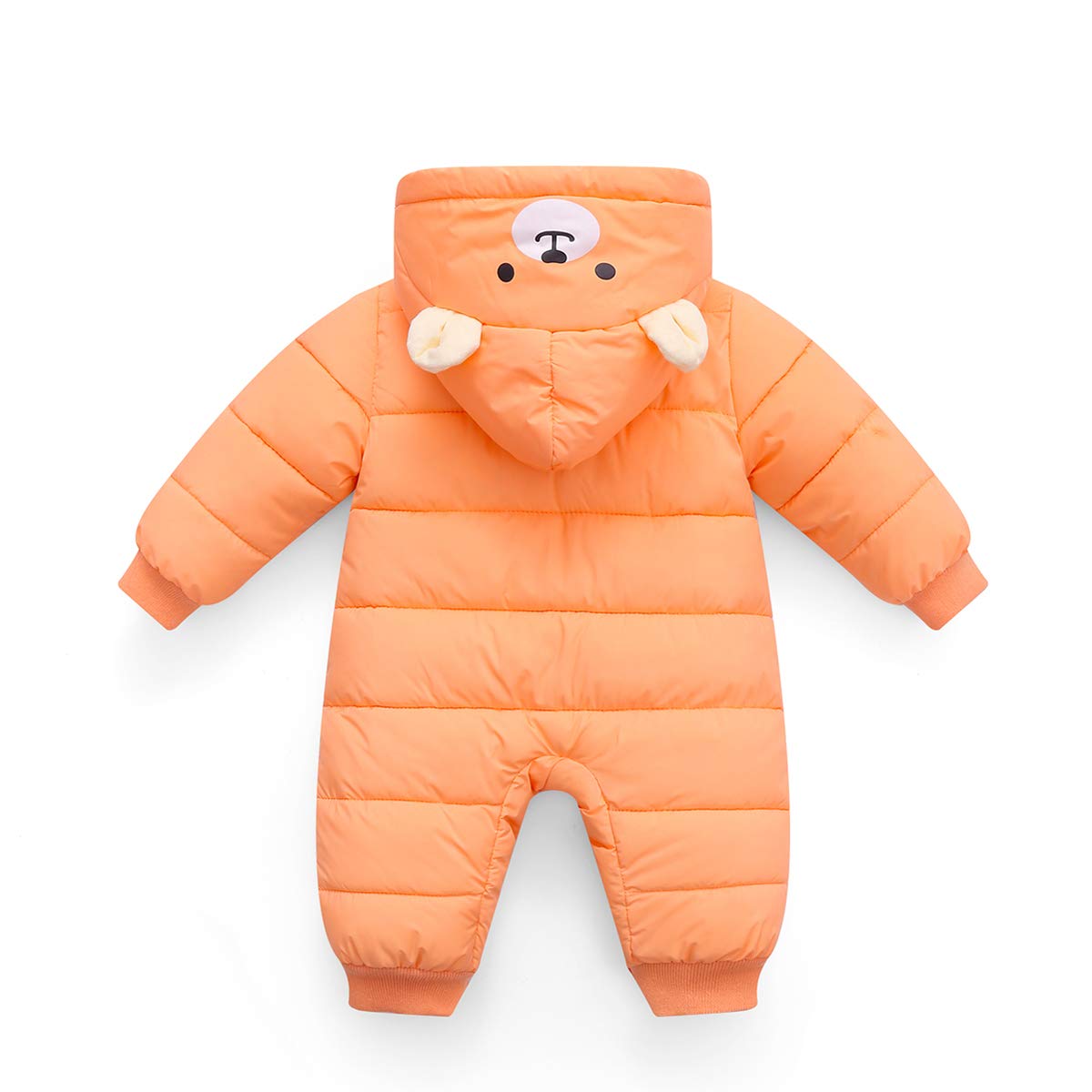 Bébé Barboteuse à Capuche Hiver Grenouillères Jumpsuit Garçons Filles Manche longue Vêtement Cadeau 0-6 mois,Orange