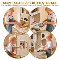 Spielen Küche für Kinder Holz Pretend Spielen Set Spielzeug Küche mit 26 Stück Spielzeug Lebensmittel & Kochutensilien Zubehör Geschenk für 3+ Jahre alte Mädchen & Jungen – Ansicht 6