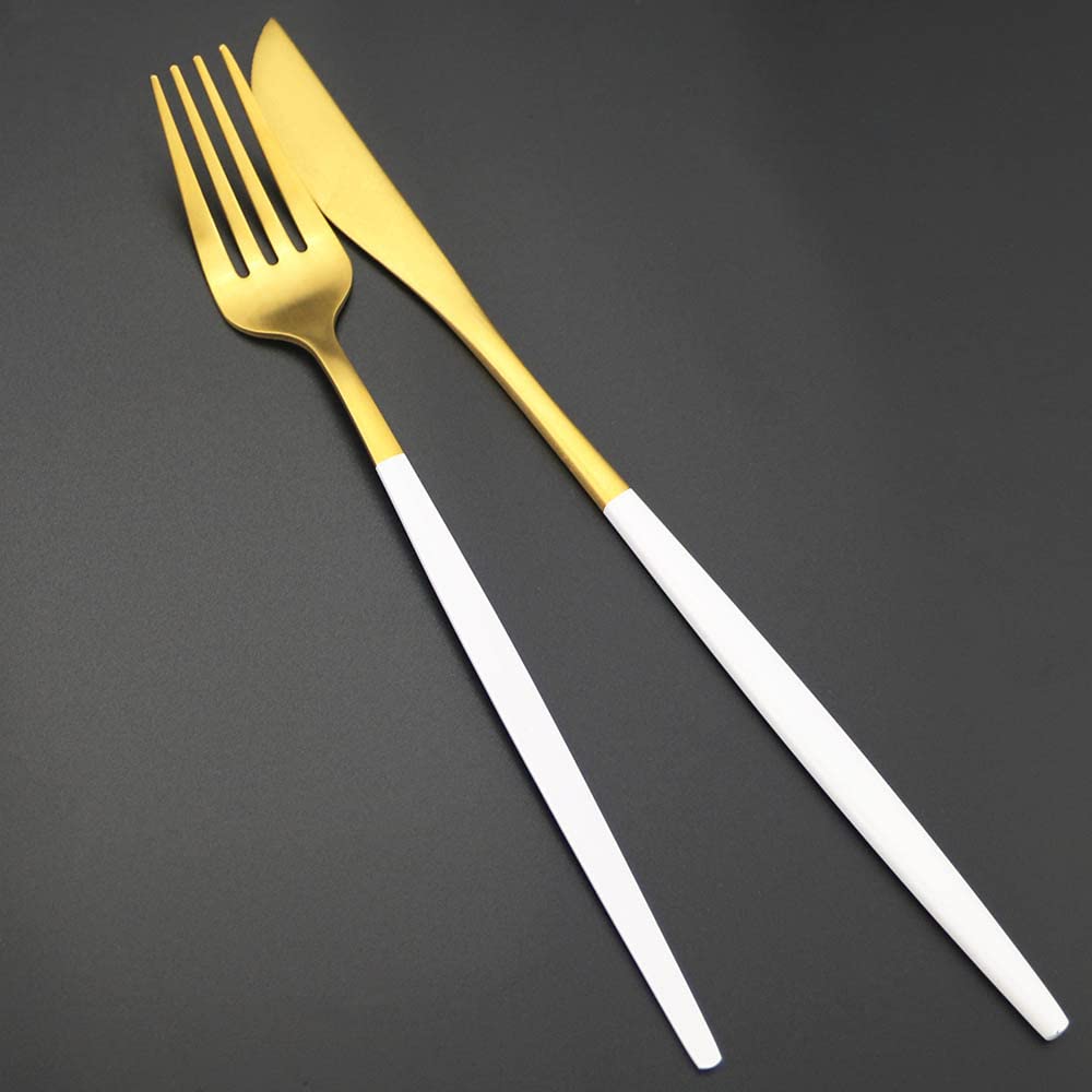 Ensemble de couverts en argenterie, 24 pièces, ensemble vaisselle acier inoxydable 304, couteau, fourchette, cuillère, mats, cuisine, or
