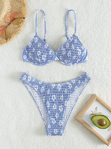 GORGLITTER Women's 2 Piece Swimsuits Floral High Waisted Bikini Sets Push Up Triangle Bathing Suits3