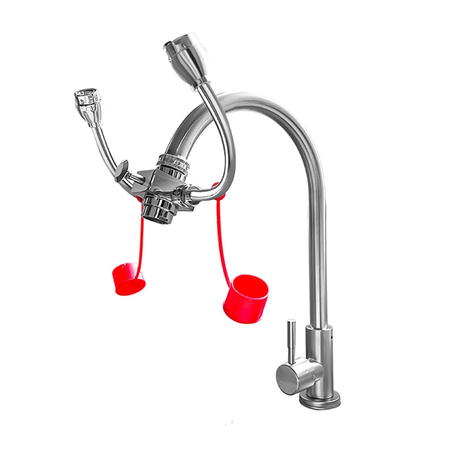 Eye Wash Station,Aid Eye Flush Kit,Faucet Mounted Emergency Eye Wash Station Sink Attachment, Stainless Steel Material, for First Aid Lab Factory Industry Site, Office and Home