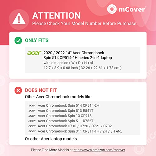mCover Case Compatible for 2020~2022 14" Acer Chromebook Spin 514 CP514-1H Series Convertible Notebook Computer ONLY (NOT Fitting Other Acer Models) - Pink by mCover - Image 2