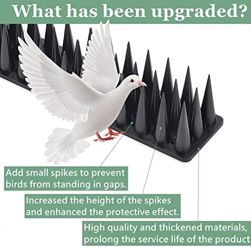 Apluskis 2022 Upgraded Bird Spikes, 20 Pack/6M Bird Squirrel Raccoon Pigeon Cat Fox Animal Deterrent Spikes Fence Spikes for Outside Anti Bird Defender Spikes Outdoor to Keep Birds Away (Black)