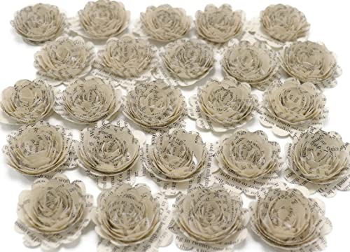 Always In Blossom 24 Pack Scalloped Quilled Book Page Paper Roses &ndash; 1.5 Inch 3D Floral Decor