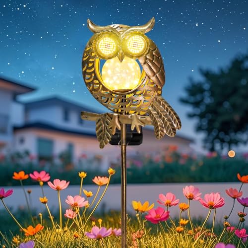 TEDOF Solar Owl Garden Light Glowing Eye Outdoor Decor for Yard Patio Pathway Weatherproof LED Solar Light Unique Gift for Home Garden Decor