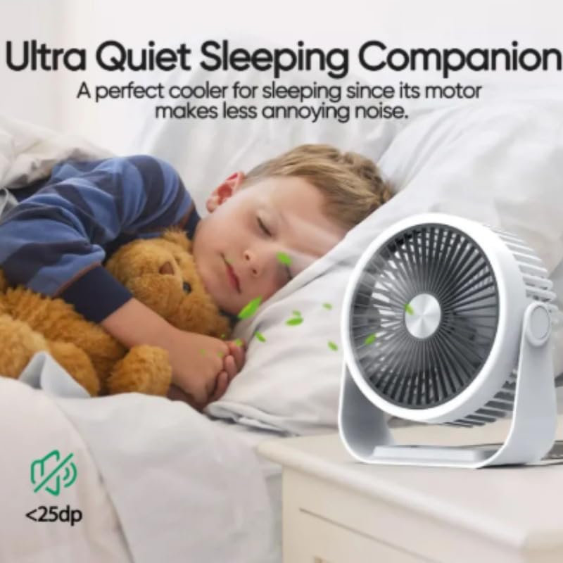 Image of Desidiya USB Rechargeable Mini Desk Fan, Portable Quiet Table Fan, Beige | USB rechargeable mini desk fan with quiet airflow, adjustable tilt and portable design for home, office & travel.