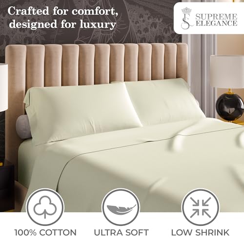 Image of 600 Thread Count Fresh Ivory Bed Sheets Set Twin Size, 100% Cotton Ultra-Soft & Silky, Back to School College Essentials, Wrinkle-Resistant Sateen Weave Deep Pocket Twin Sheet Set (Twin Fresh Ivory)
