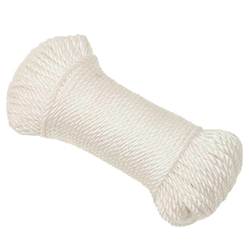 Cuerda Trenzada de la línea Outdoor, Cuerda de Trabajo Trenzada Polipropileno, Resistente a la Intemperie, a desgarros, Color Blanco, 16mm x 25m, for Exteriores(White/100m,6 mm)