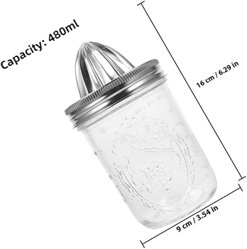 Miniatura 2 de Exprimidor manual de cítricos para tarro Mason de 16.2 fl oz, exprimidor de limón de acero inoxidable para el hogar, exprimidor de frutas para