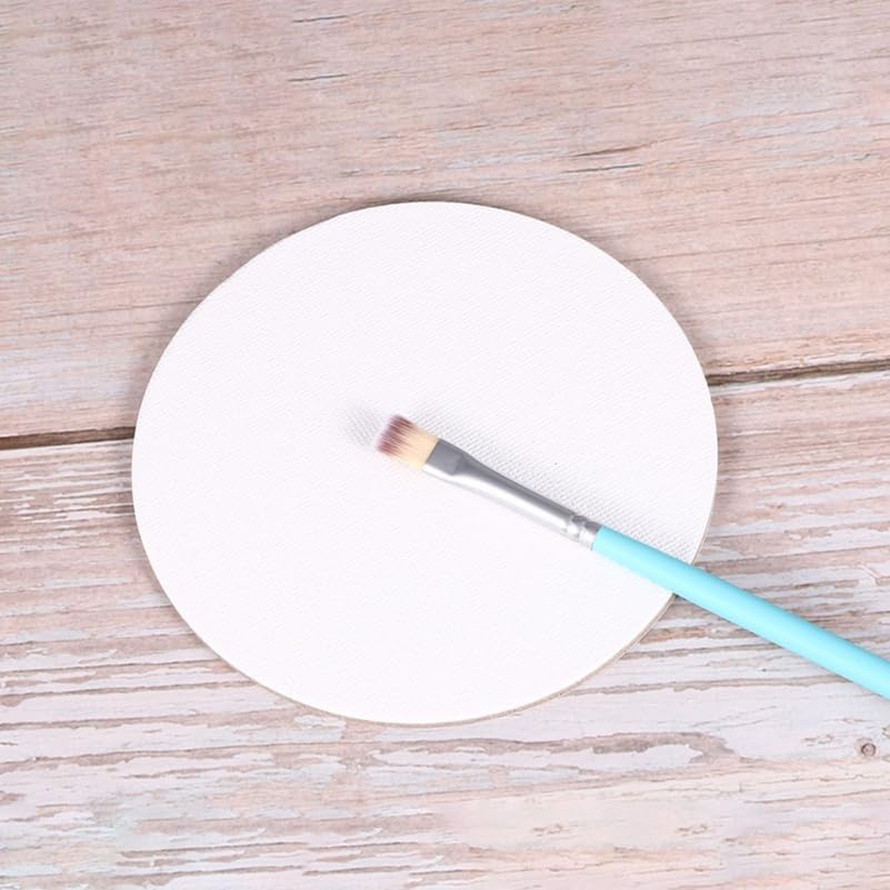 Toddmomy 8pcs Round Canvas Boards for Painting 4 Inch Blank Art Panels for Oil Acrylic Watercolor Crafts for Kids and Adults DIY Drawing Projects